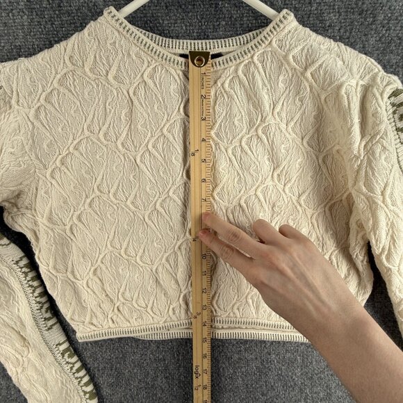 COOGI Australia Sweater Women White Crop Knit Pullover Sleeve Logos Short XL - Picture 5 of 16